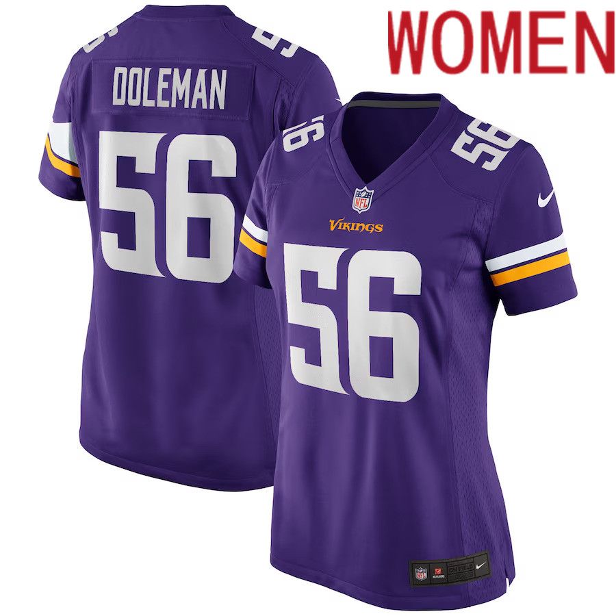 Women Minnesota Vikings 56 Chris Doleman Nike Purple Game Retired Player NFL Jersey